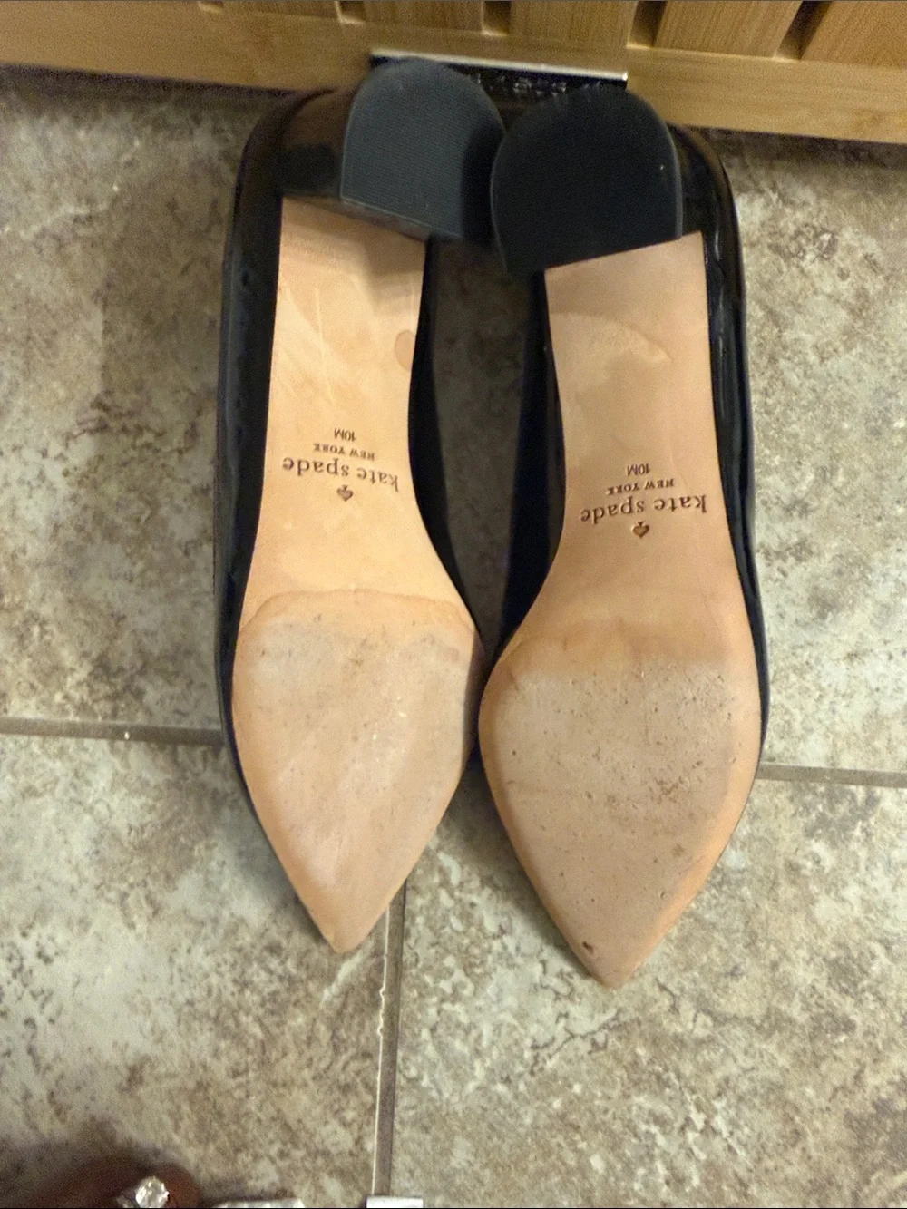 kate spade Black Patent Pointed-Toe Heels